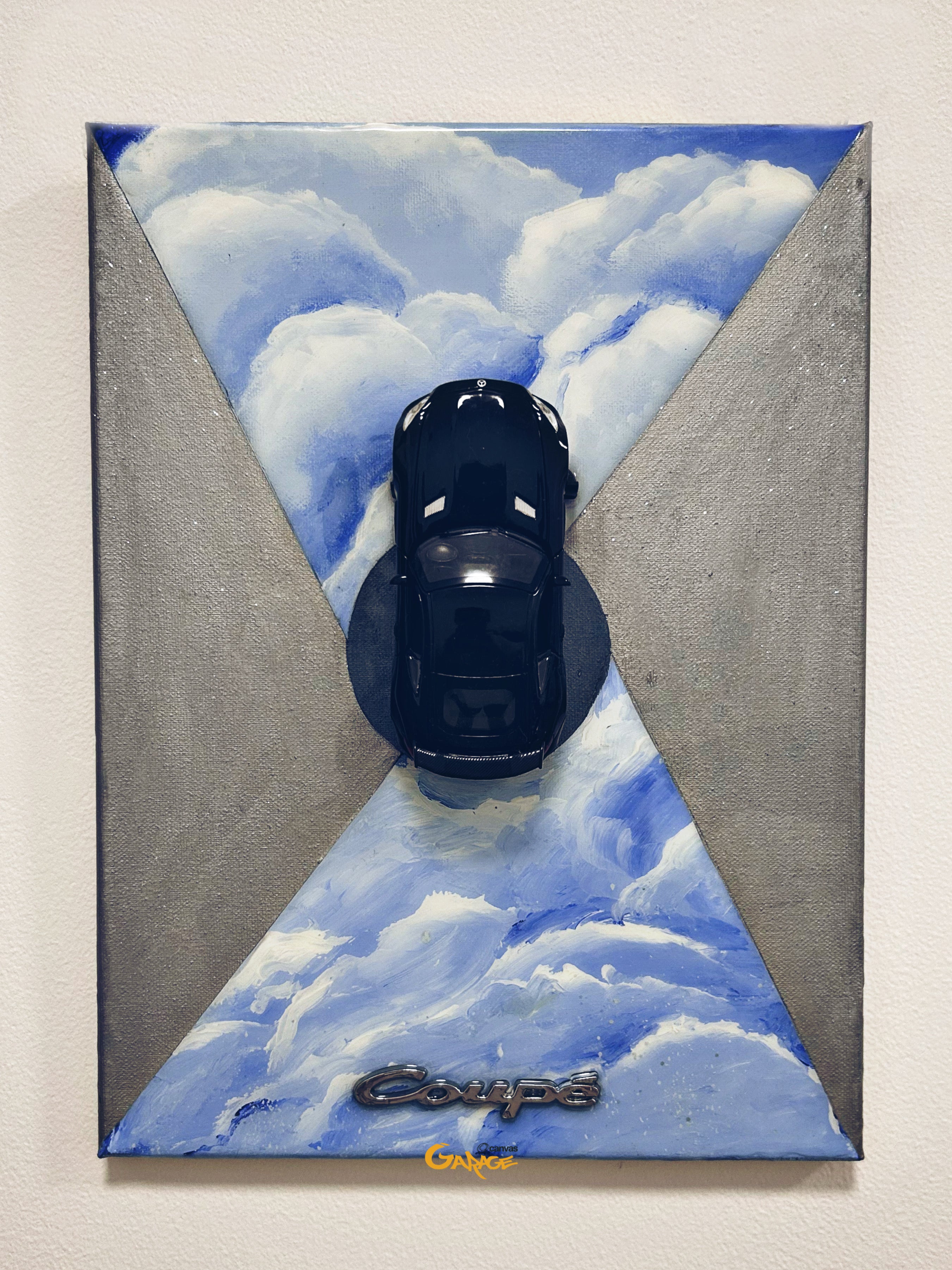 Coupe in the Clouds original framed automotive display artwork