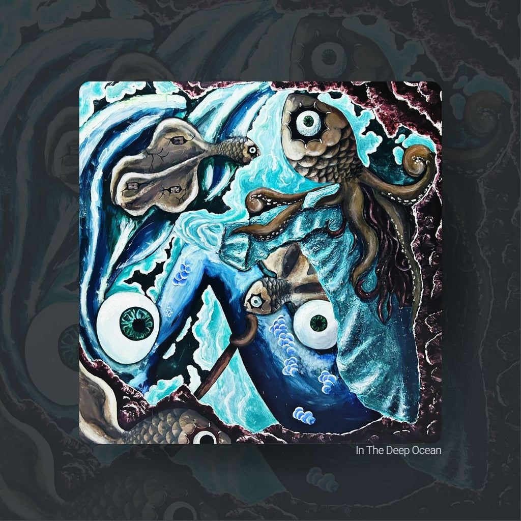 In the Deep Ocean original surreal mixed media painting on canvas