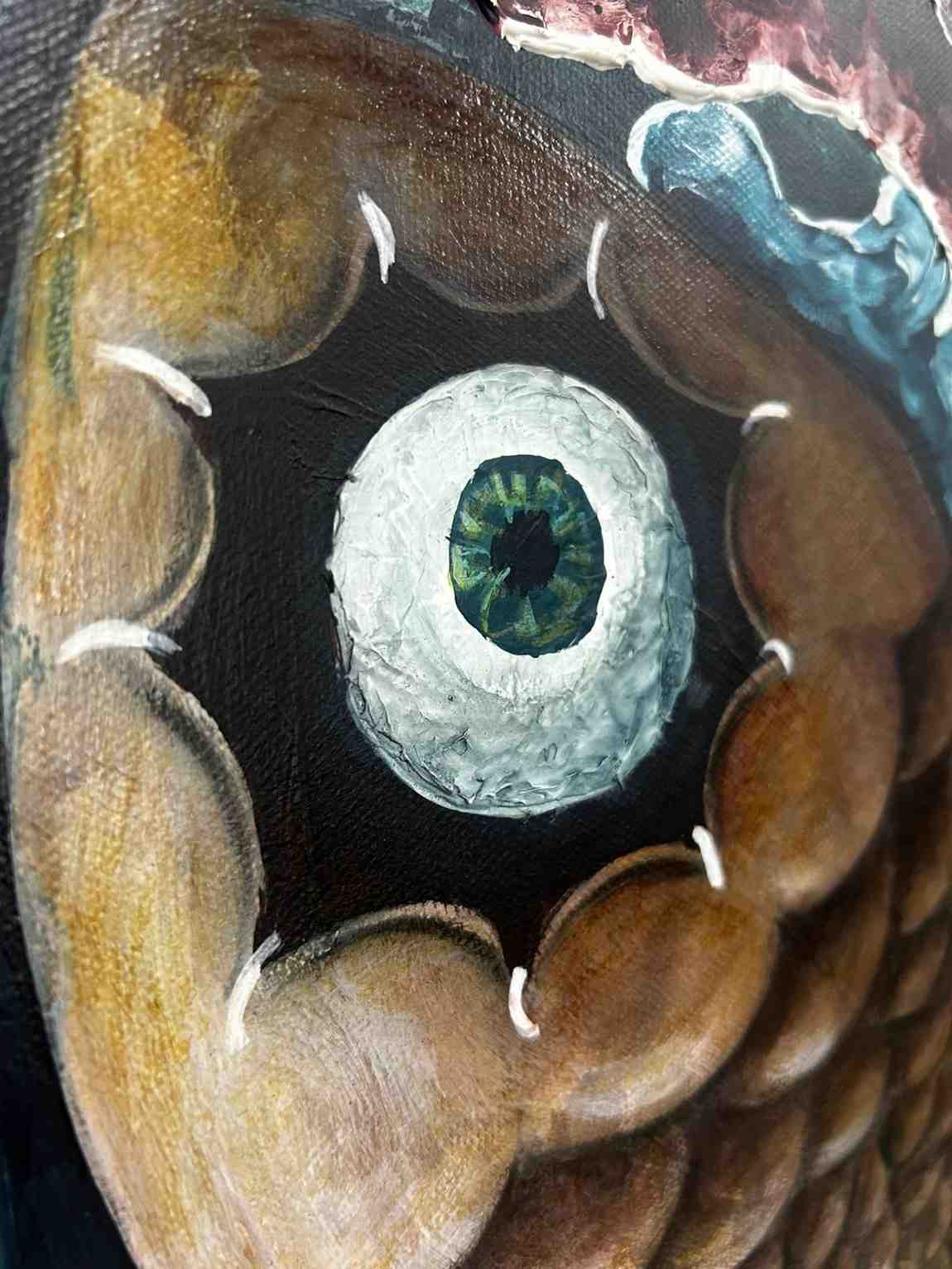 In the Deep Ocean original surreal mixed media painting on canvas