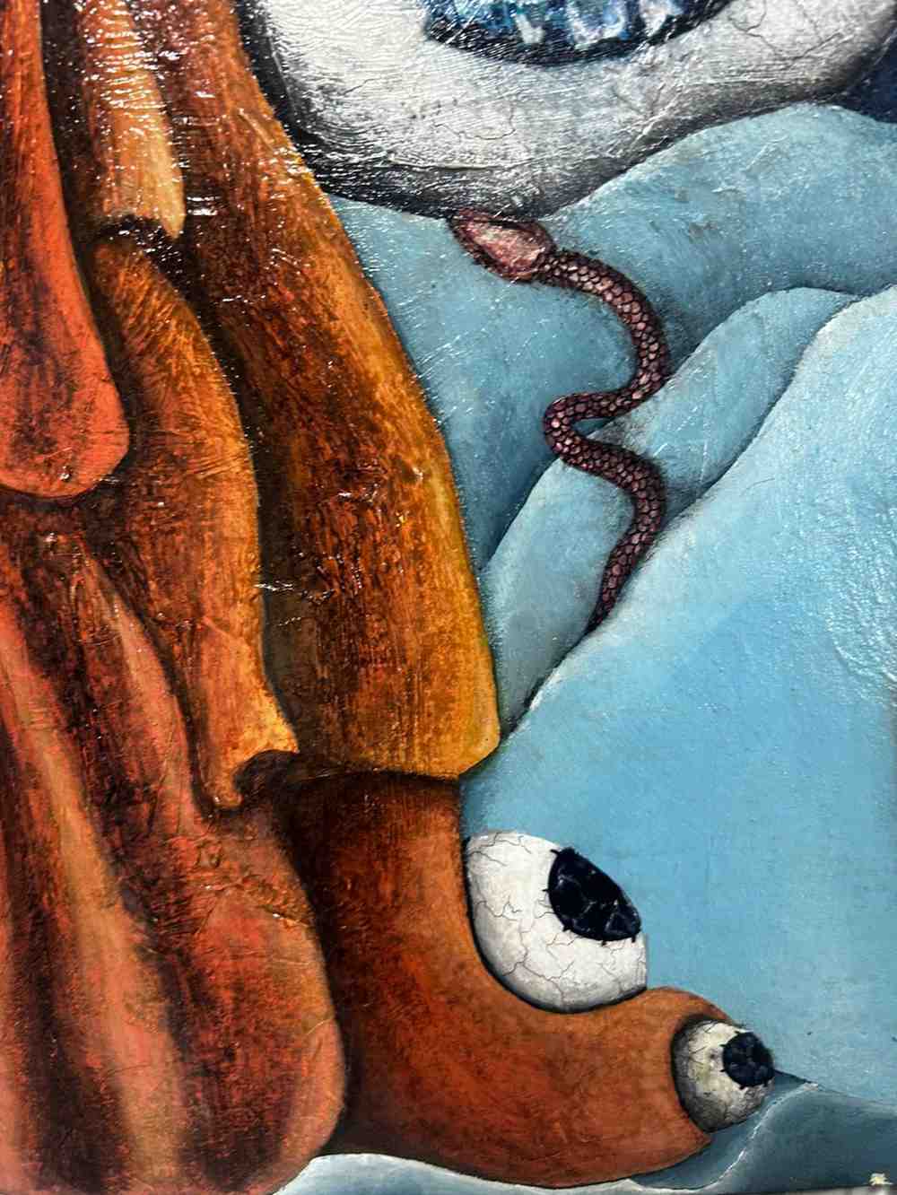 Under The Water original surreal mixed media painting on canvas