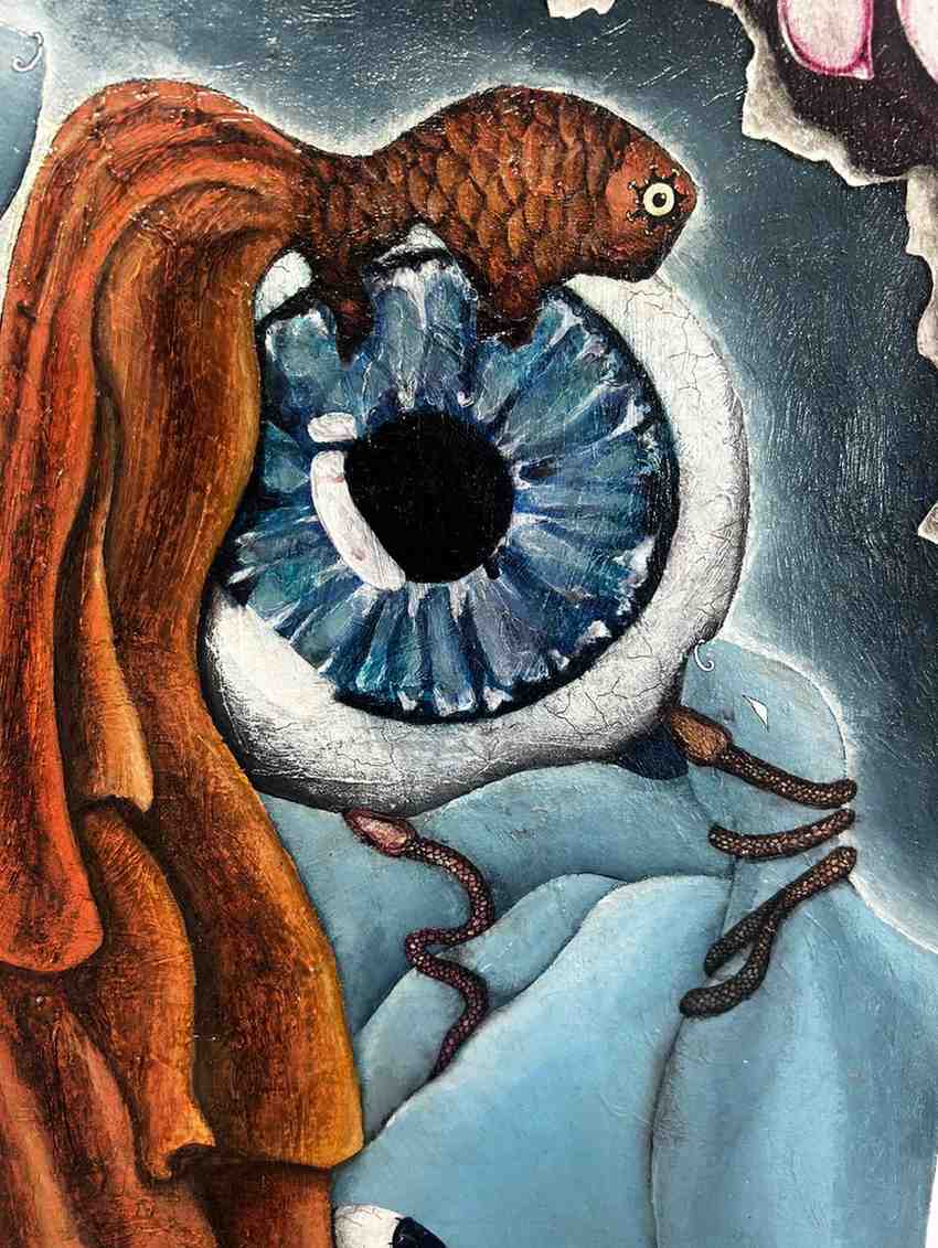 Under The Water original surreal mixed media painting on canvas